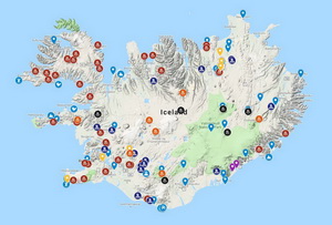 Карта достопримечательностей Исландии с описанием