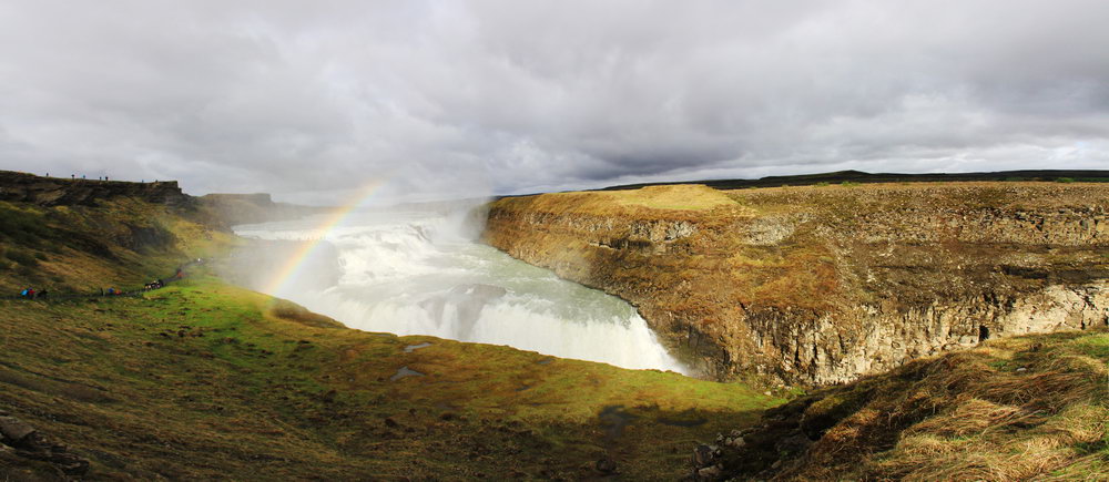 водопад Гульфосс с радугой, Золотое Кольцо, Исландия
