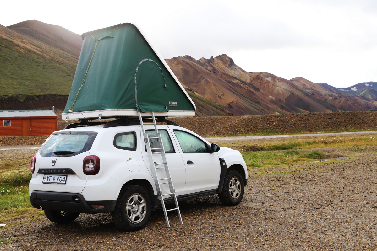 car with tent on the roof could be a good choice for Iceland trip